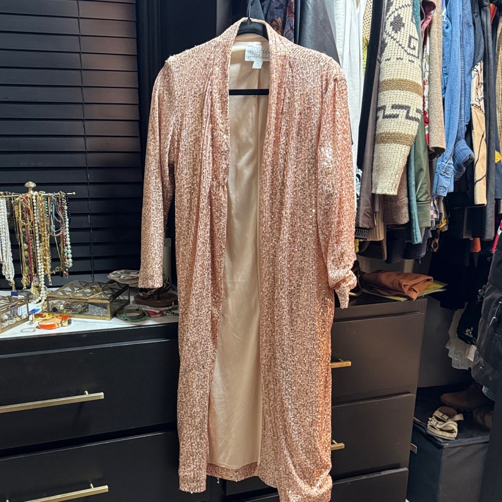 Anthropologie Sparkling Sequin Robe in Peach